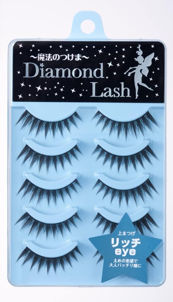 Diamond Lash Rich Eye 5 Pairs (For Upper Eyelashes) With a Thick Bunch for Adult Pupils
