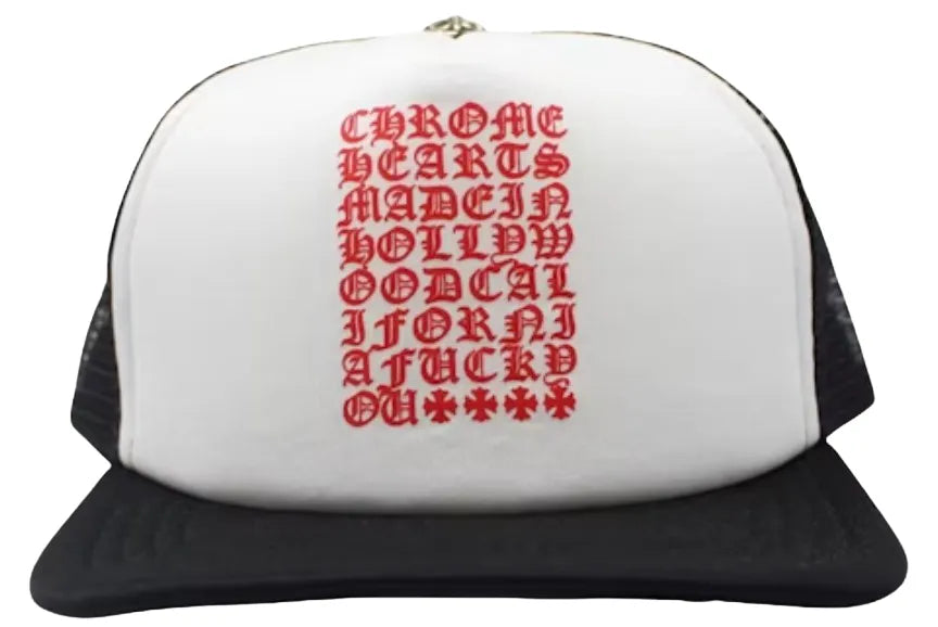 CHROME HEARTS 'EYECHART' BLACK/RED TRUCKER HAT