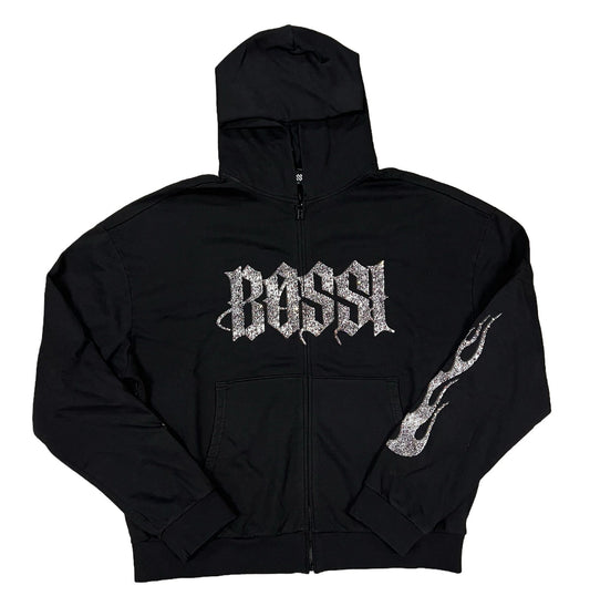 BOSSI 'BLACK AND WHITE' RHINESTONE ZIP-UP