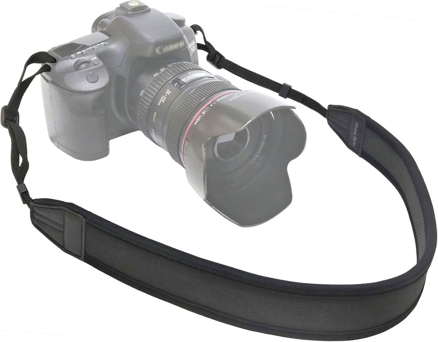 カメラ ネック ストラップ 一眼レフ ・ ミラーレス・ コンパクト カメラ用 クッション性 ネオプレーン 素材 で肩への負担を軽減 シンプル ブラック