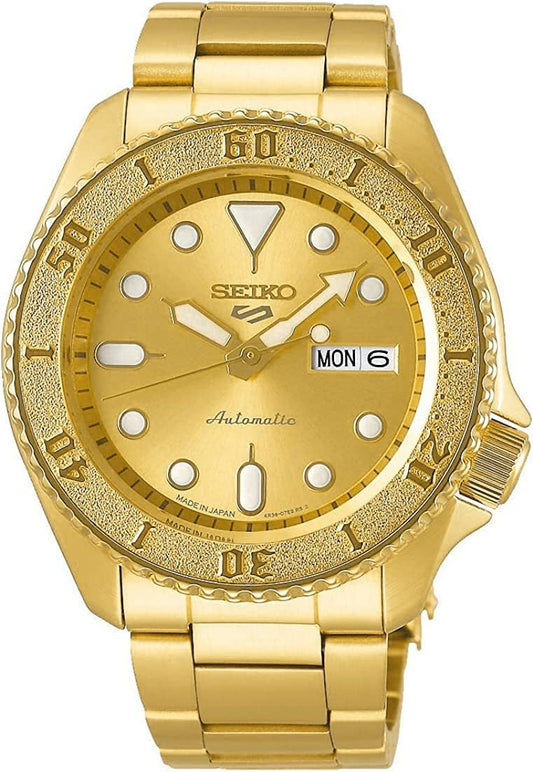 Seiko 5 Sports SKX Street Style Automatic Mechanical Wristwatch, Men's, Seiko Five Sports, Made in Japan, Street Style, SRPE74, Gold, Bracelet Type