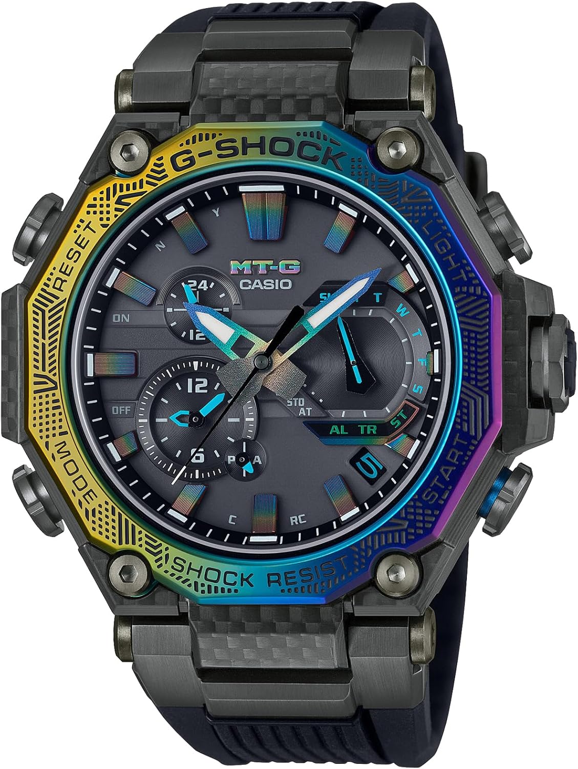 Casio MTG-B2000 Resin Band Wristwatch, Rainbow, watch
