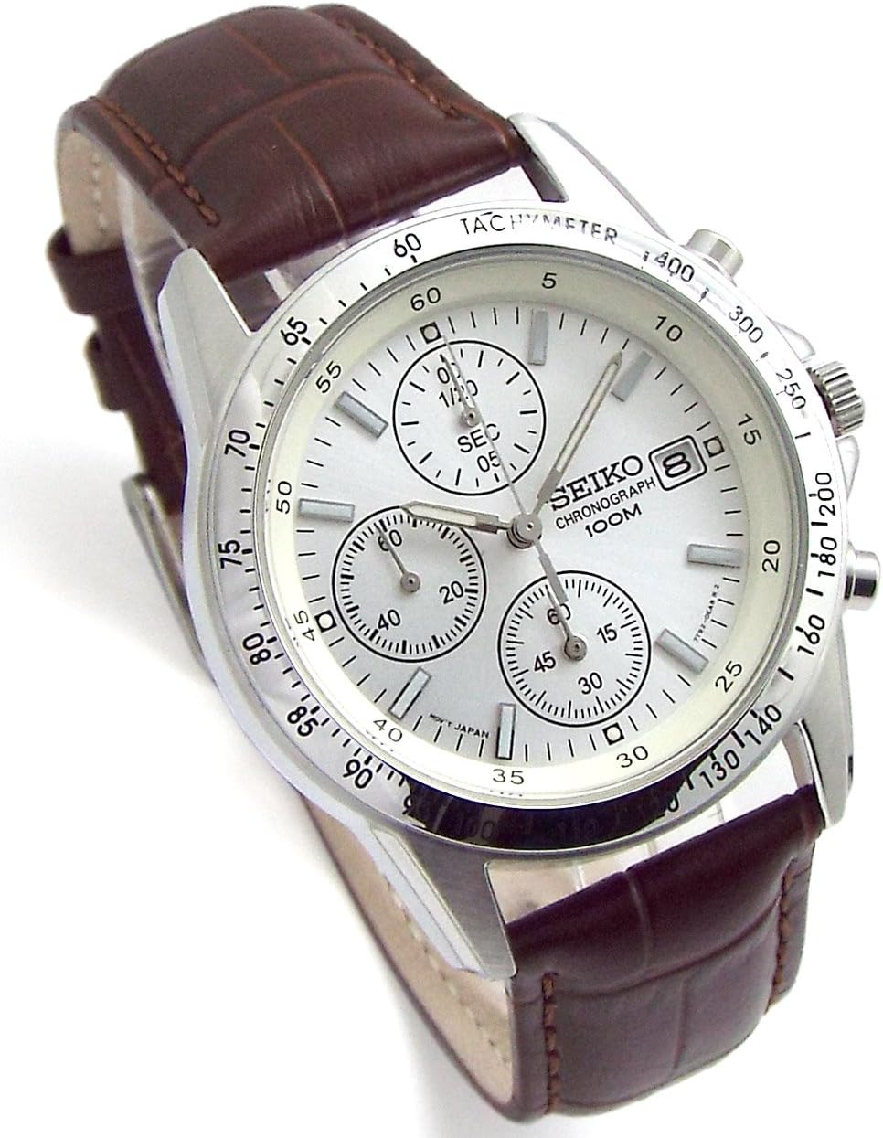 [セイコー] クロノグラフ 腕時計 本革ベルトセット 国内 正規流通品 ホワイト ディープブラウン SND363P1-DB [並行輸入品]