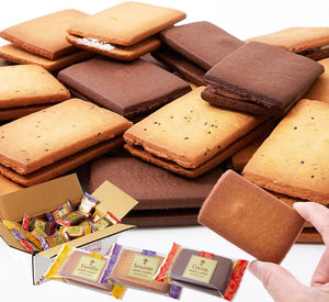Natural Life Cream Sand Cookies, 3 Types, 27 Pieces (9 Sheets of Each Flavor), Vanilla, Cocoa, Sesame, Individually Packaged, Souvenir, Gift, Made in Japan, Crispy, Sweets, Cookies, Treats