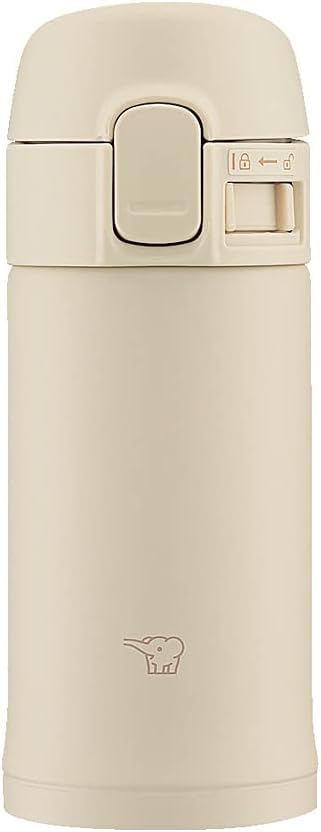 ZOJIRUSHI Thermos Bottle 200ml One-Touch Mug Lightweight & Compact Mini Size Fits in Small Bags Keeps Hot & Cold Beige SM-PD20-CM