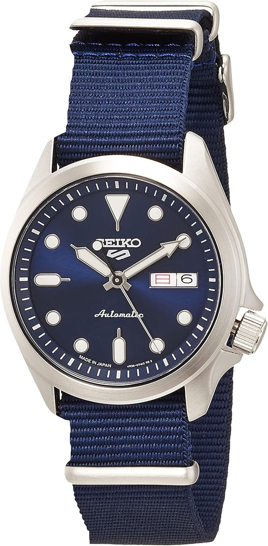 Seiko SBSA053 Men's Watch, Five Sports, Solid Boy Sports Style, Navy, Silver