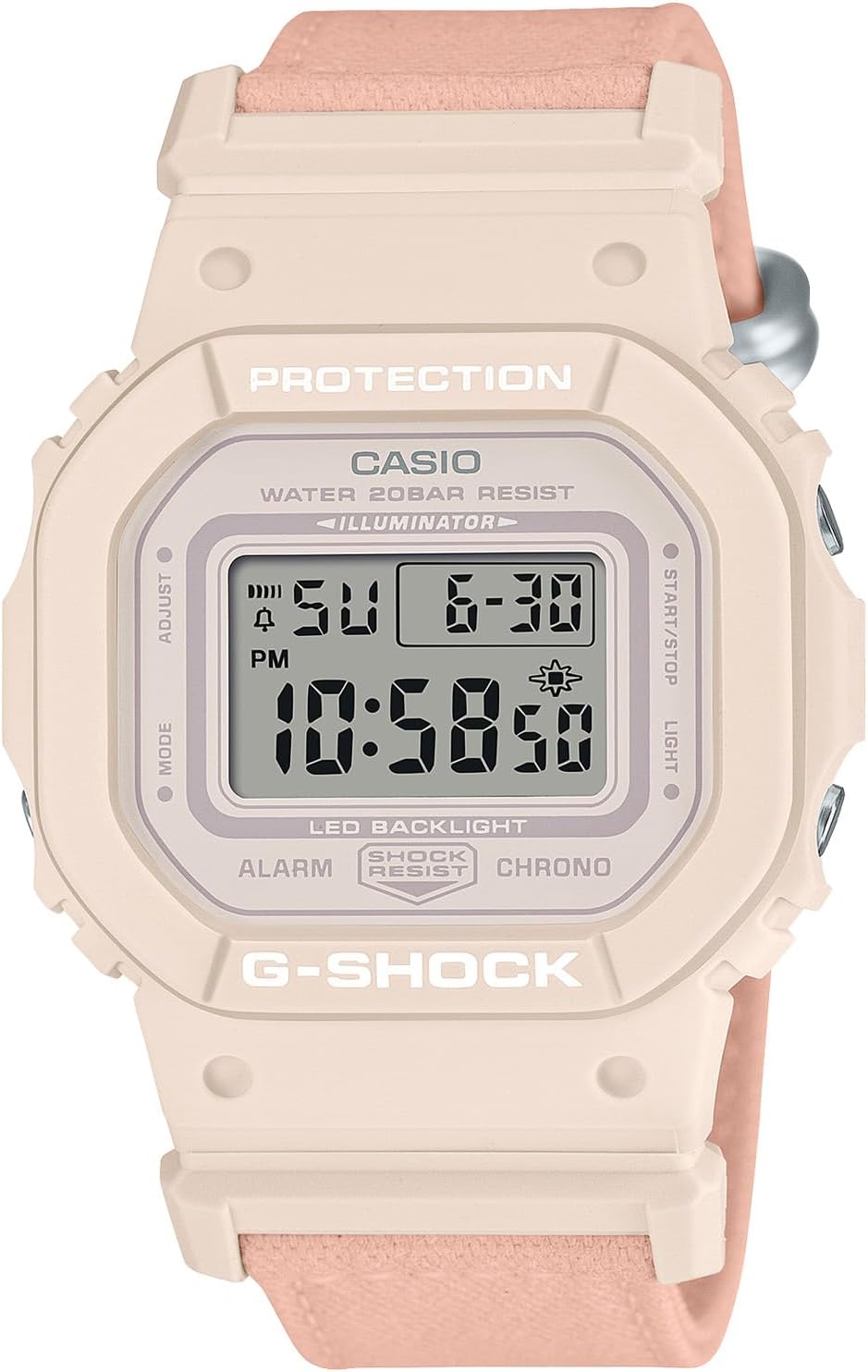 Casio GLX/GMD/GMS-S5600 Wristwatch, Genuine Domestic Product, Mid-Size Model, (Cross Band) Web Exclusive: Pale Pink