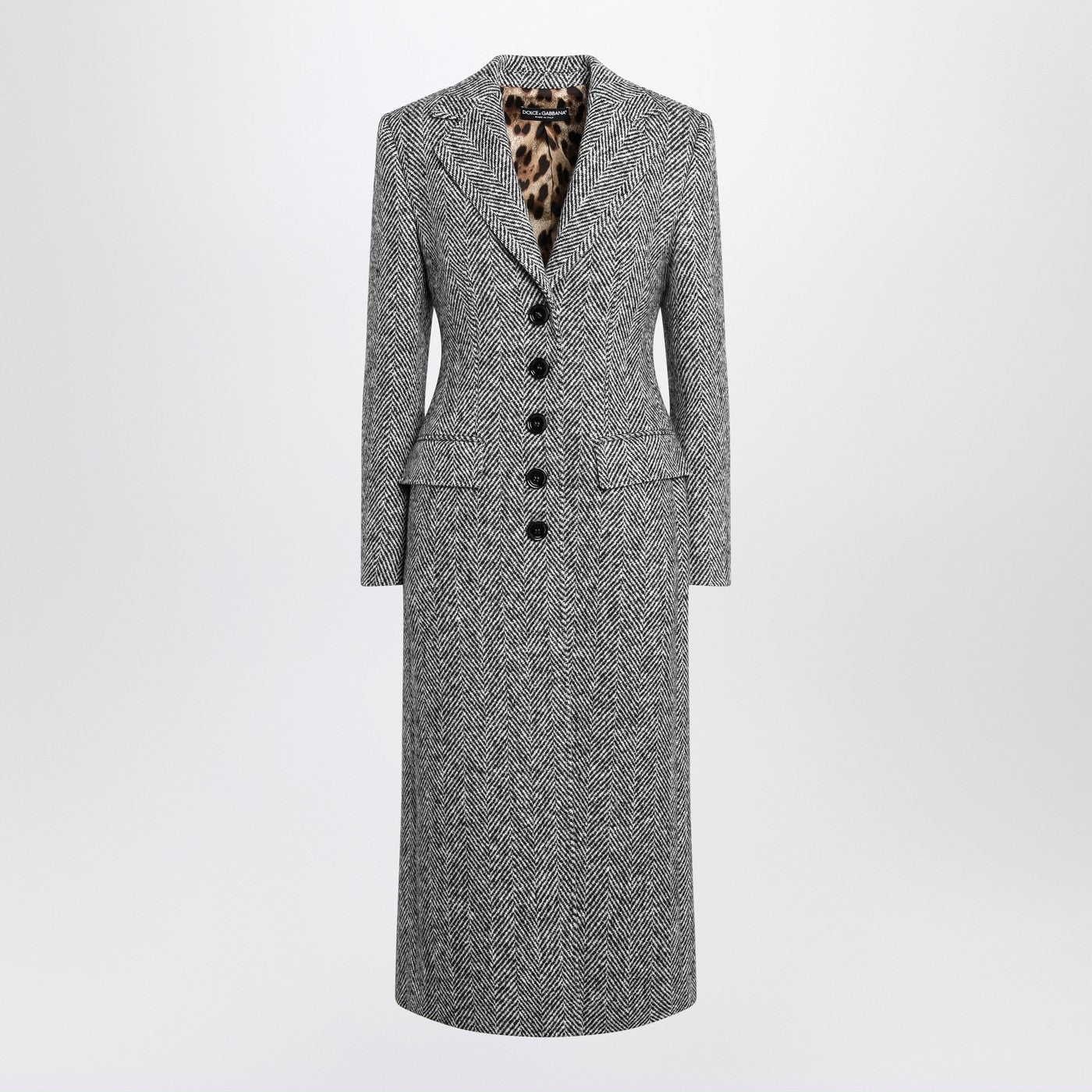 Dolce  Gabbana ドルチェ＆ガッバーナシングル胸ウールシェブロンコート - Image 1