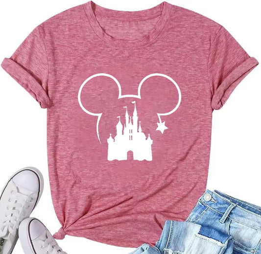 Camisa mágica para mujer, camiseta del Reino Mágico, camiseta gráfica de castillo, vacaciones familiares, tops de manga corta, tops casuales de verano