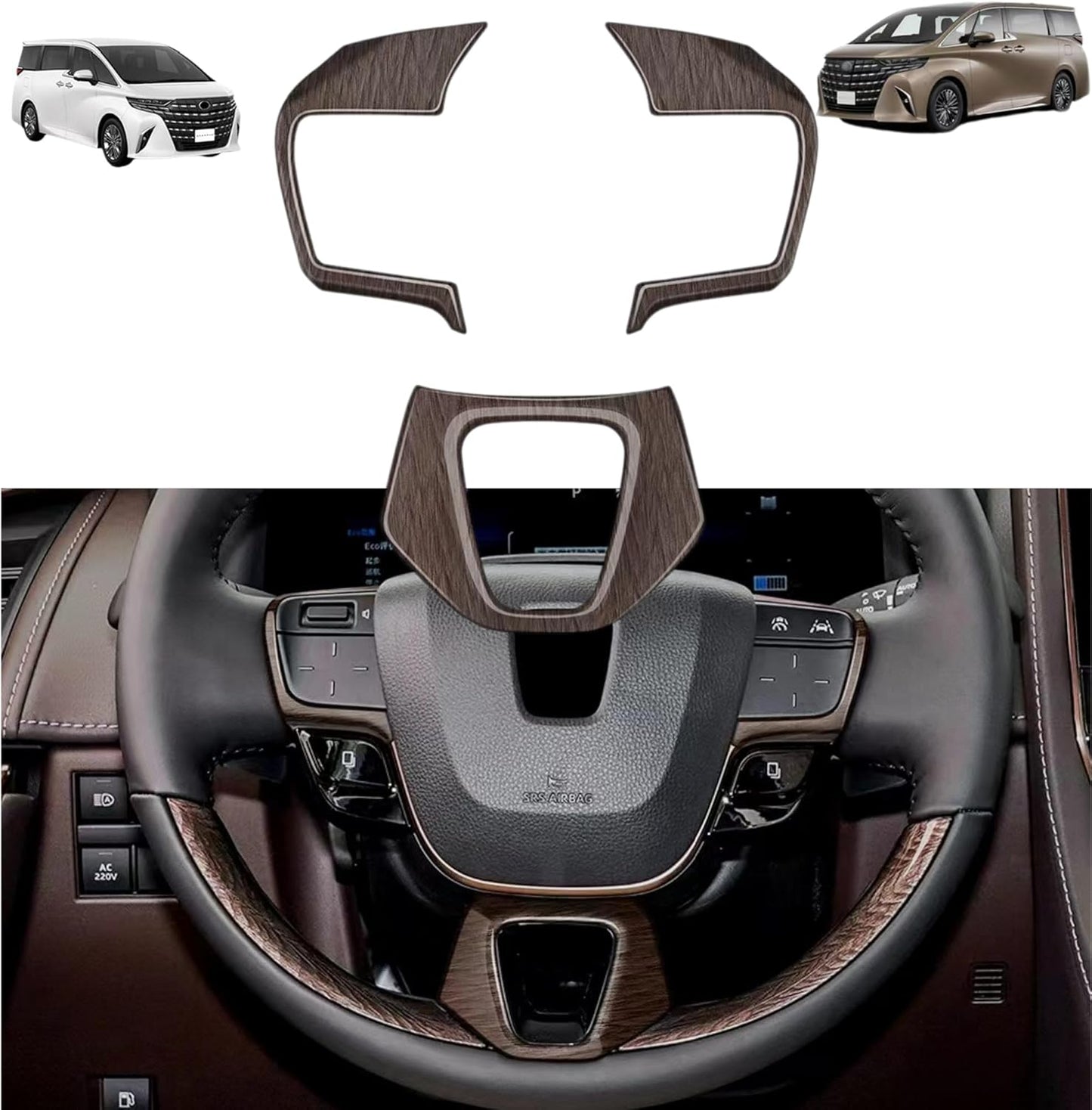Dodox DIY New Alphard 40 Series Vellfire/Bellfire 40 Series Accessories Custom Parts Car Specific Goods Steering Wheel Switch Panel Cover Indoor Protection Garnish Supplies ABS Resin Wood Grain