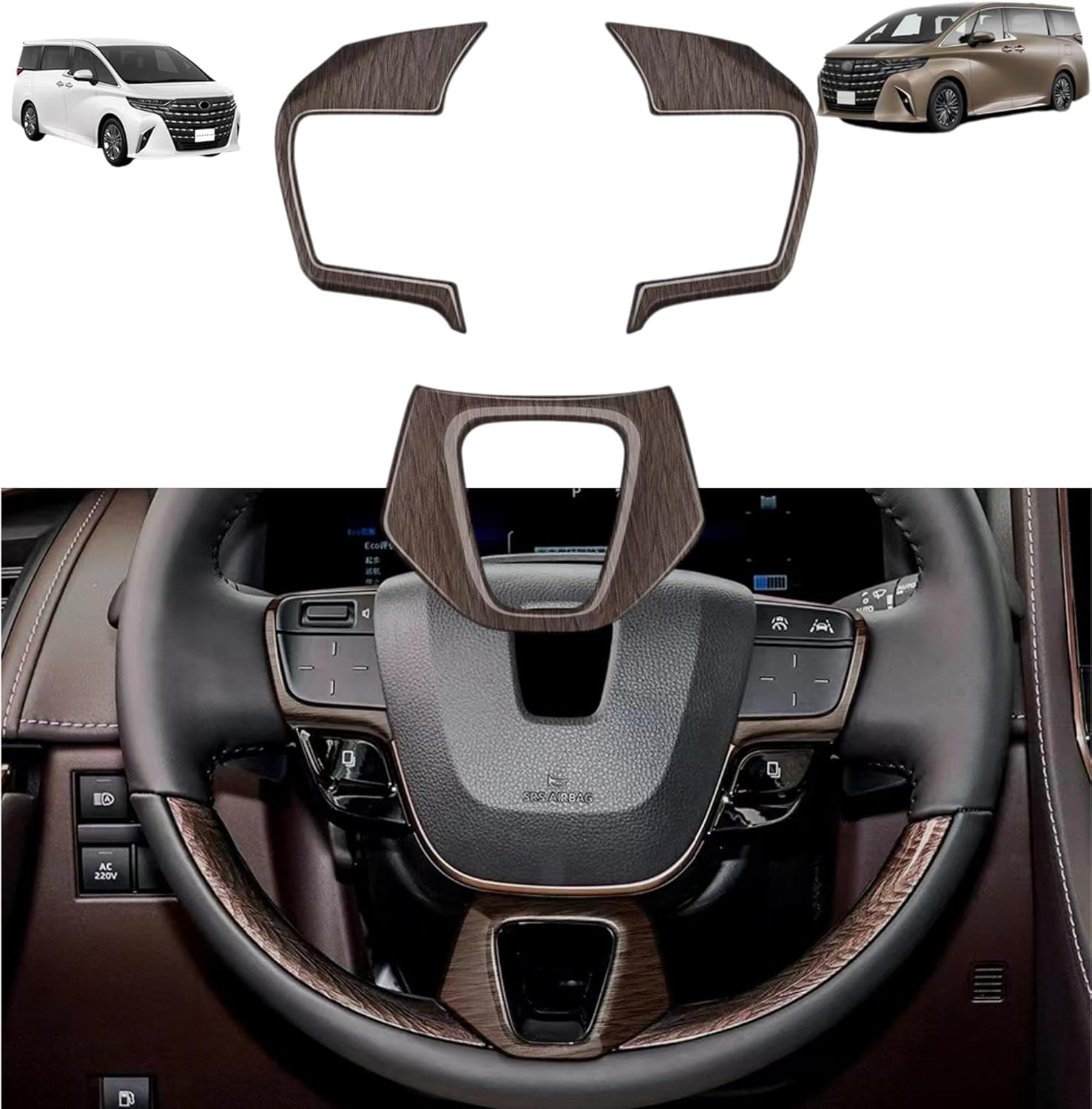 Dodox DIY New Alphard 40 Series Vellfire/Bellfire 40 Series Accessories Custom Parts Car Specific Goods Steering Wheel Switch Panel Cover Indoor Protection Garnish Supplies ABS Resin Wood Grain