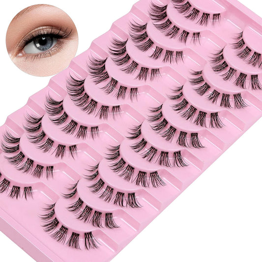 10 Pairs Cluster Lash D Curl Russian Strip Lashes Fluffy False Eyelashes Individual Natural Thin Eyelashes DIY Eyelash Extensions at Home (02)