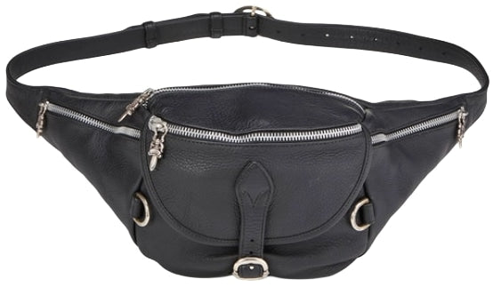 CHROME HEARTS 'BLACK' LEATHER SNAT PACK WAIST BAG