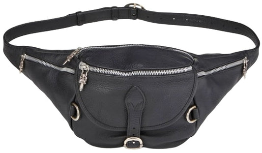 CHROME HEARTS 'BLACK' LEATHER SNAT PACK WAIST BAG