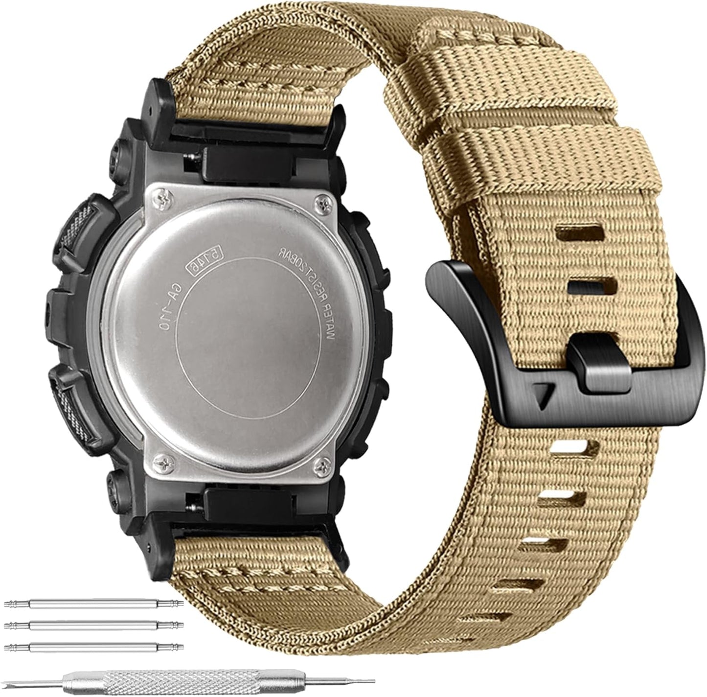 [YOOSIDE] G-SHOCK用 ギャシュック DW-5600 8900 交換用 ナイロンストラップ 軍風 耐衝撃 ベルト 工具付き GA-100 GW-B5600 GB-5600 GW-6900 対応 メンズ アウトドア スポーツ リストバンド