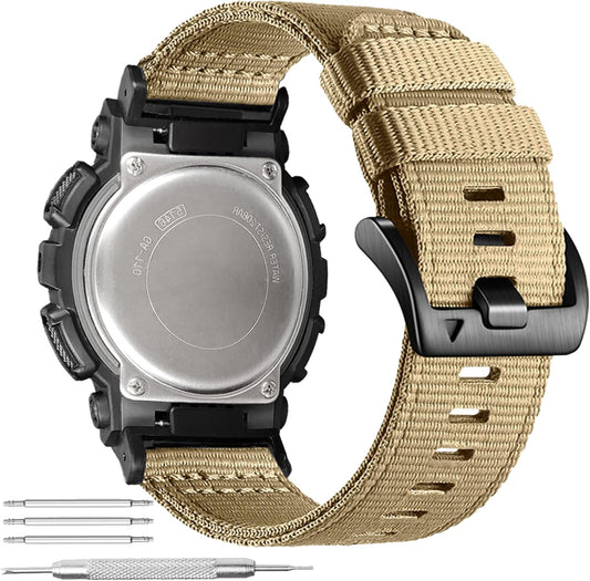 [YOOSIDE] G-SHOCK用 ギャシュック DW-5600 8900 交換用 ナイロンストラップ 軍風 耐衝撃 ベルト 工具付き GA-100 GW-B5600 GB-5600 GW-6900 対応 メンズ アウトドア スポーツ リストバンド