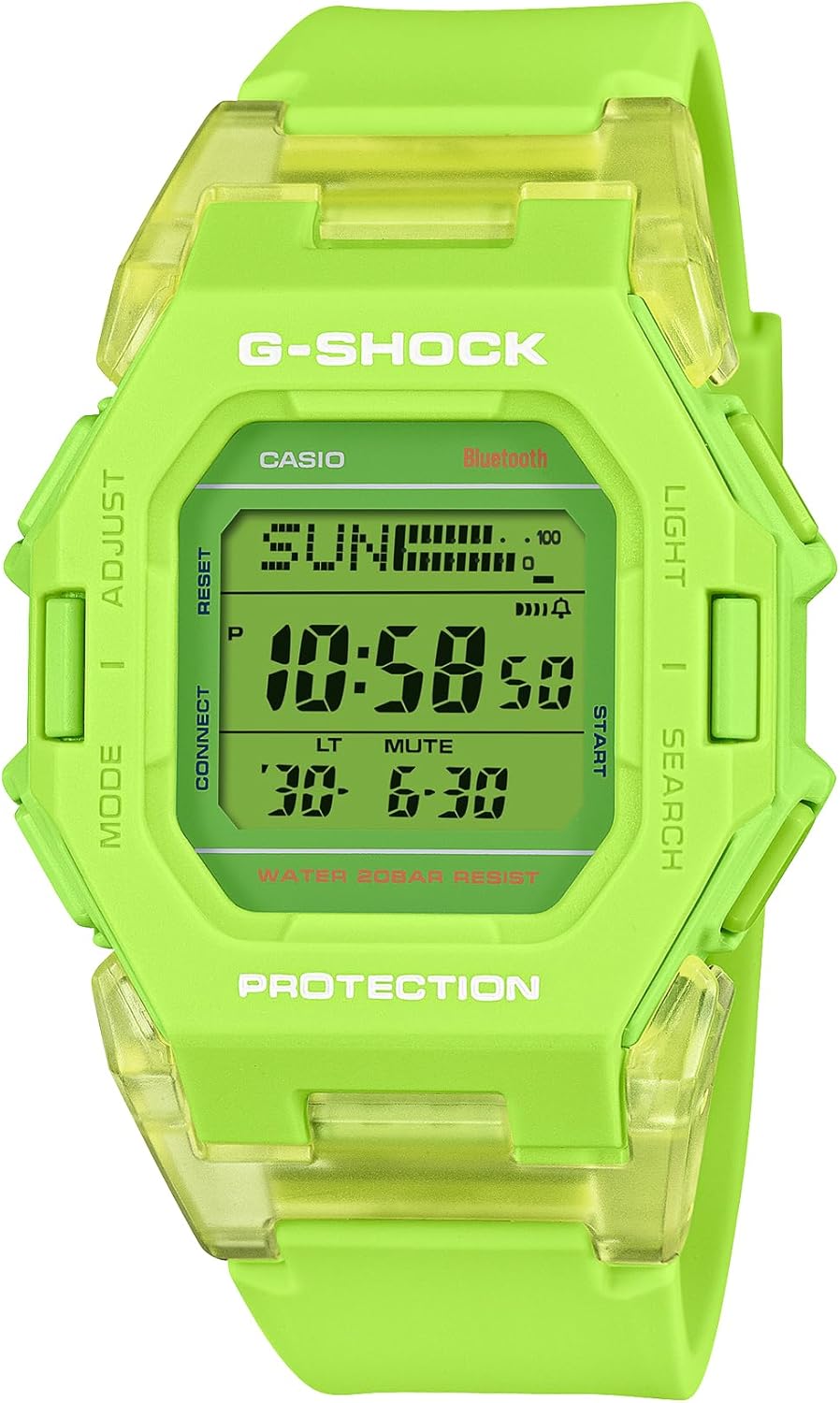 Casio G-Shock Wristwatch, Equipped with Bluetooth, Step Counting Function, neongreen, sports