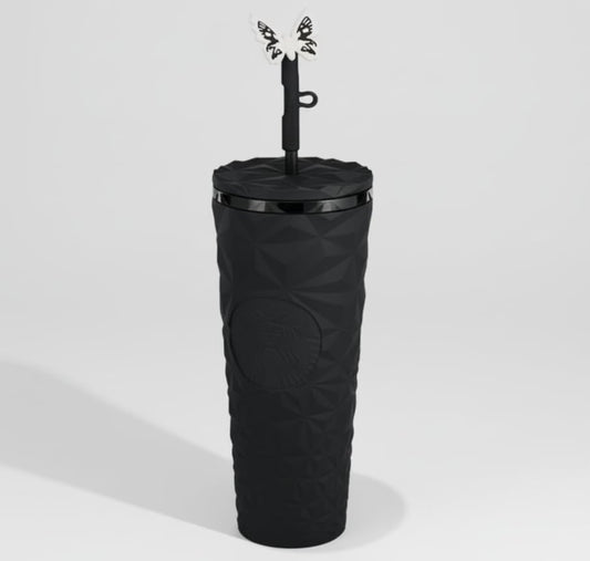 Starbucks Halloween 2025 Midnight Glow-in-the-Dark Vaso Frío con Tapa de Popote de Polilla 24 oz Vaso Reutilizable | Vaso reutilizable con pajilla, diseño de polilla