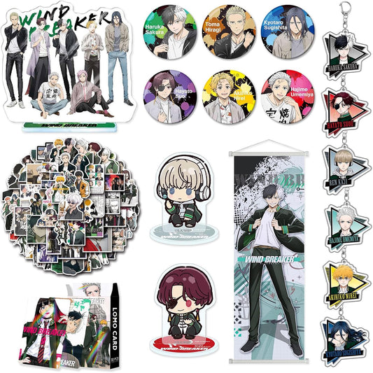 DIROLVON Wind Chime High School, Haruka Sakura, Goods, Wind Breaker Lucky Bag Set, Badge, Acrylic Stand, LOMO Card, Birthday Gift, Gift (A)