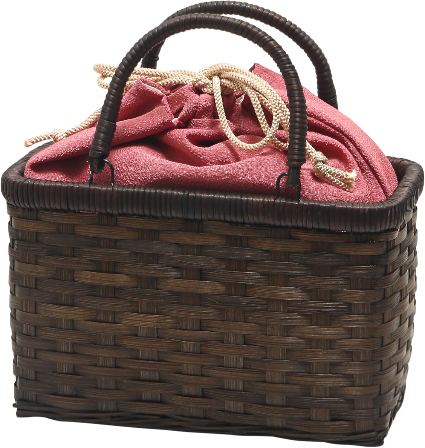 Hasegawa Women's Bamboo Hamper Yukata Basket Bag, Removable Drawstring