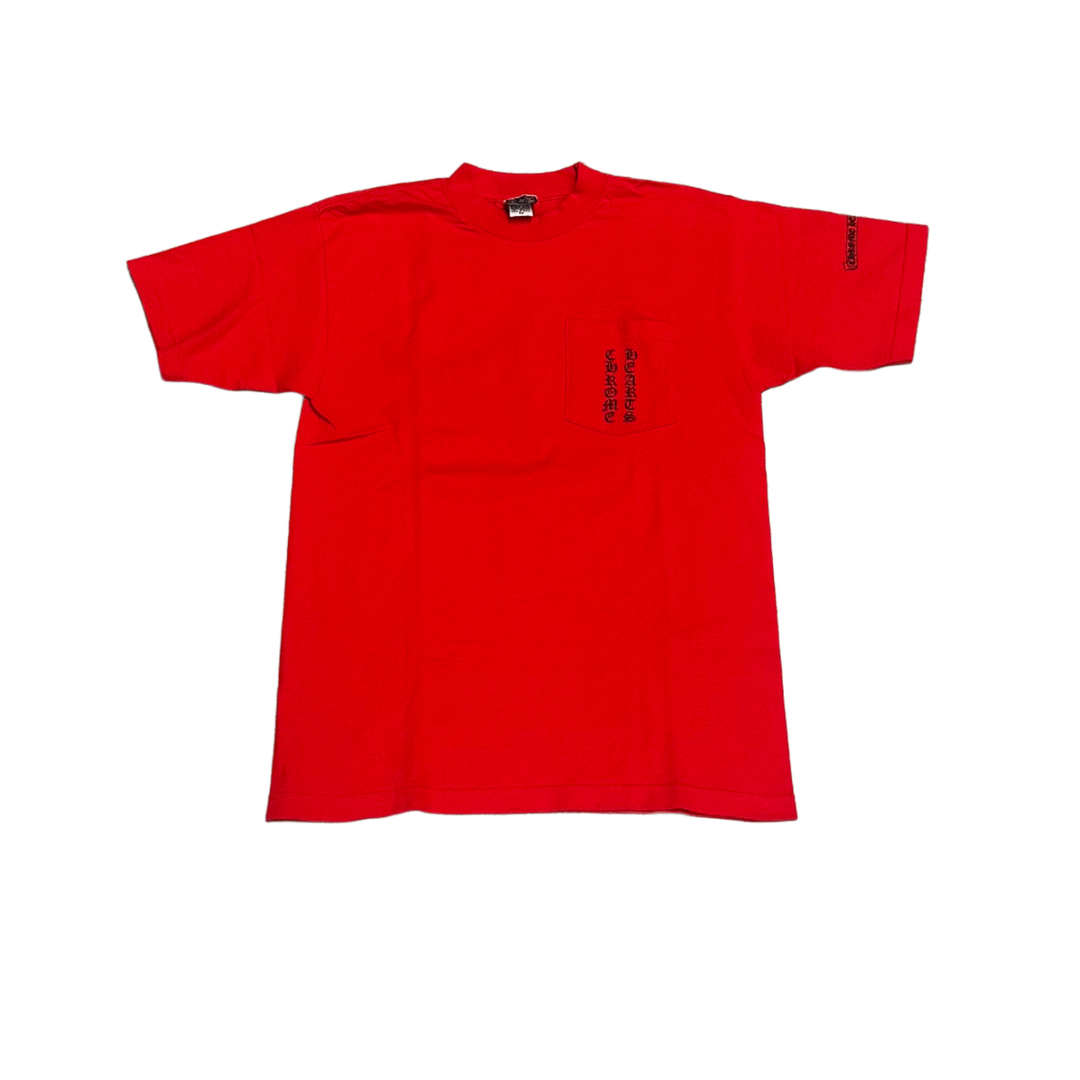 CHROME HEARTS 'RED' VINTAGE VERTICAL LOGO POCKET TEE