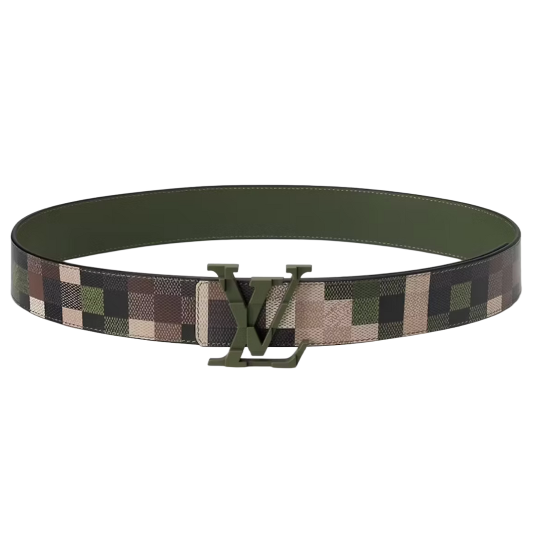 LOUIS VUITTON 'LV MEGA PIXEL 40MM' REVERSIBLE GREEN BELT