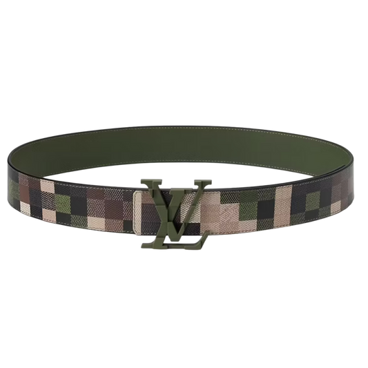LOUIS VUITTON 'LV MEGA PIXEL 40MM' REVERSIBLE GREEN BELT
