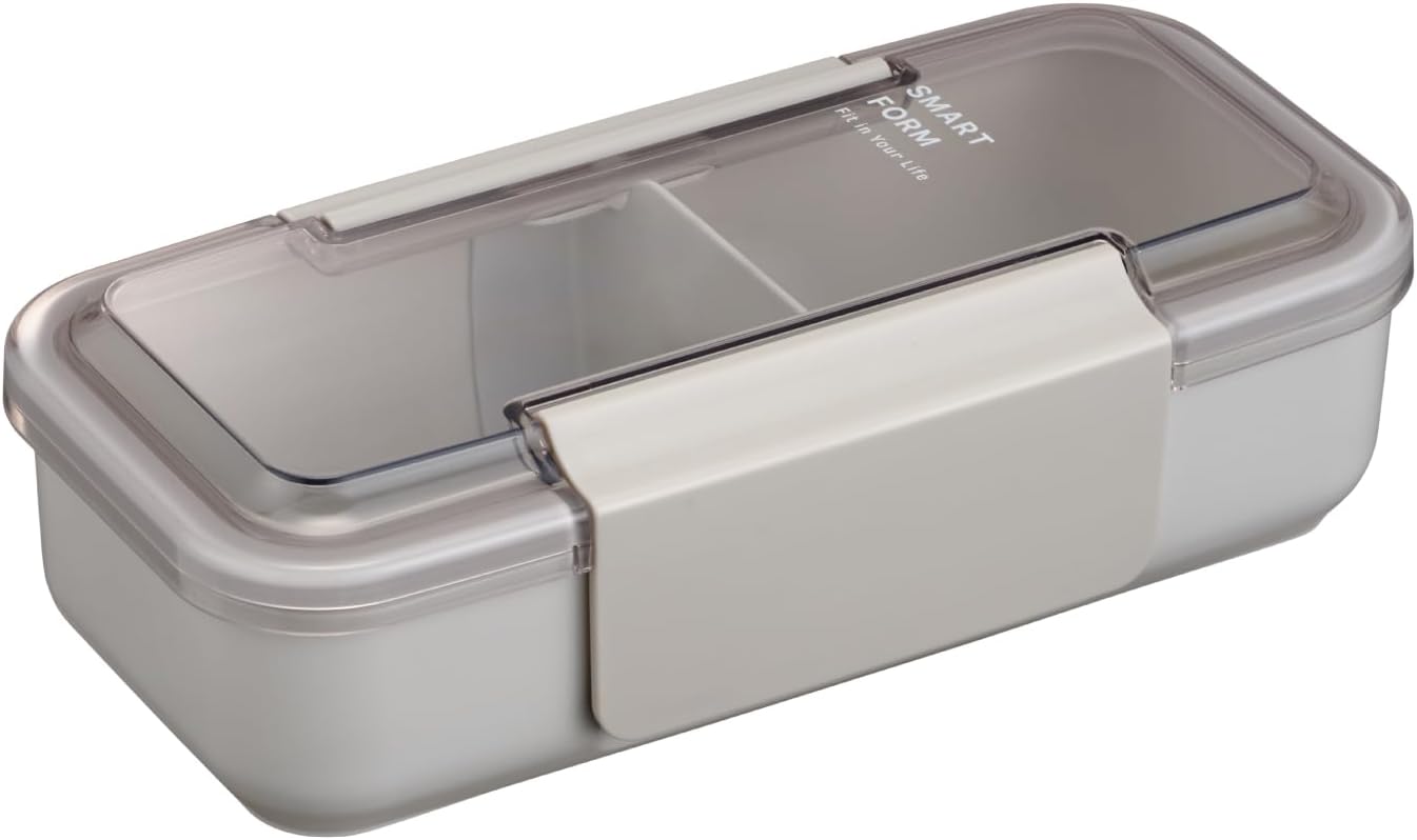 Iwasaki Kogyo Lustroware Bento Box Easy Care Lunch Box Slim Male 1-Tier 600ml Light Gray Integrated Seal Easy to Wash Microwave Safe Dishwasher Safe B-1491 LN