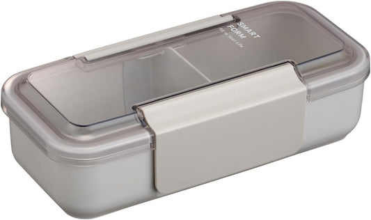Iwasaki Kogyo Lustroware Bento Box Easy Care Lunch Box Slim Male 1-Tier 600ml Light Gray Integrated Seal Easy to Wash Microwave Safe Dishwasher Safe B-1491 LN