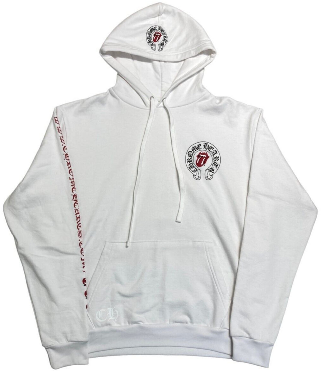 CHROME HEARTS 'ROLLING STONES' WHITE HOODIE