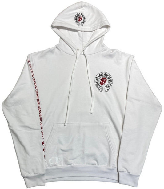 CHROME HEARTS 'ROLLING STONES' WHITE HOODIE