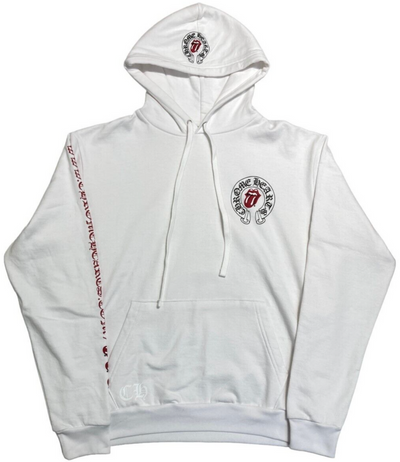 CHROME HEARTS 'ROLLING STONES' WHITE HOODIE