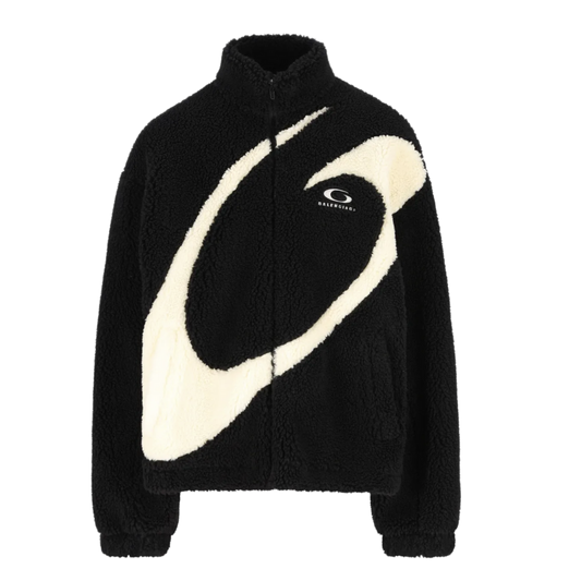 BALENCIAGA 'LOOP' SHERPA BLACK FLEECE ZIP UP JACKET