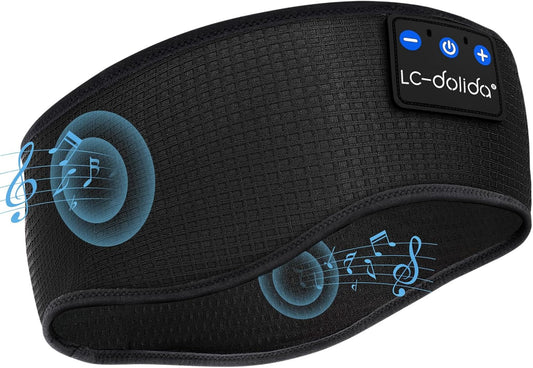 LC-dolida Sleep Headphones, Bluetooth Wireless Band Sleep Headphones with Slim HD Stereo Speaker for Listening to Music, Ideal for Side Sleeping, Sports, Travel, Perfect Gift for Men and Women