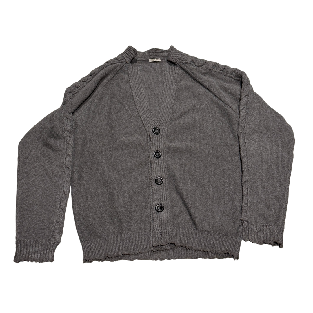 BOTTEGA VENETA 'GREY MERINO WOOL' V-NECK CARDIGAN