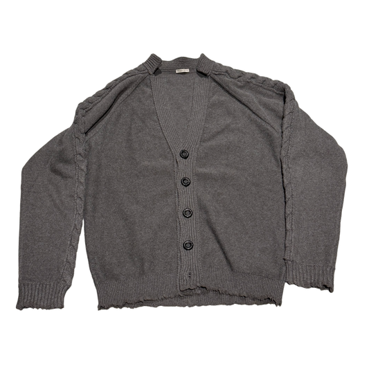 BOTTEGA VENETA 'GREY MERINO WOOL' V-NECK CARDIGAN