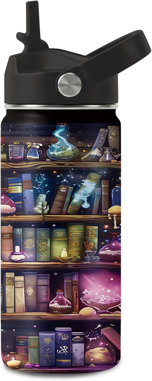 Regalos para amantes de los libros, botella de agua de 16 onzas con tapa con popote para niñas, vaso de libro para amigos, regalos de cumpleaños para mujeres, lectores, bibliotecaria, accesorios de