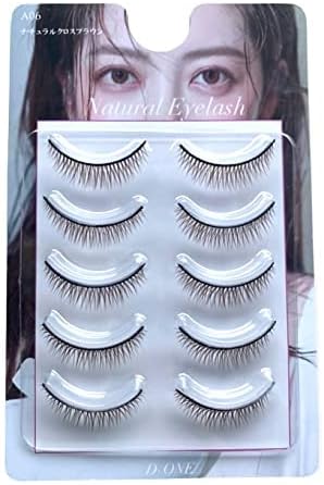 D-ONE Natural 5 Pairs False Eyelashes (A06, Natural Cross Brown)