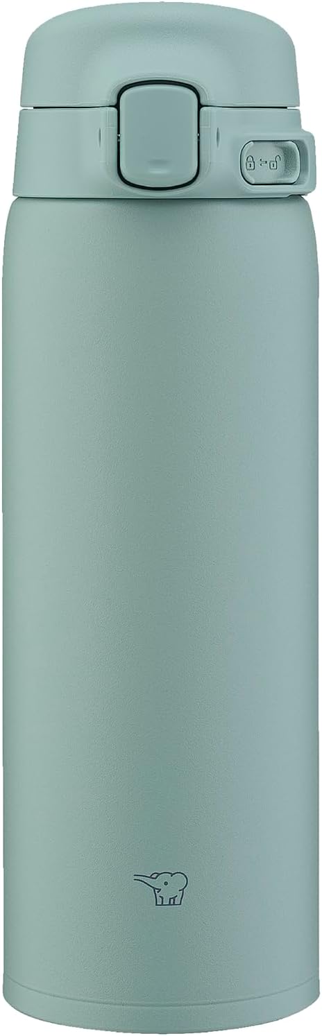 Zojirushi Thermos Bottle 480ml 【Easier to Wash】 Dishwasher Safe, Seamless Lid, Only 2 Parts to Wash, Lightweight & Compact, Keeps Cold & Hot, One-Touch Mug, Calm Green SU-BA48-GM
