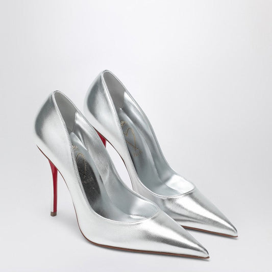 Christian Louboutin クリスチャンルブタン銀のラミネートナッパレザーのクリスチャンミスZポンプ - Image 1