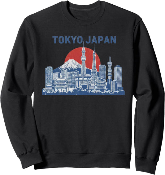 東京 日本 スカイライン 街並み イラスト お土産 トレーナー
