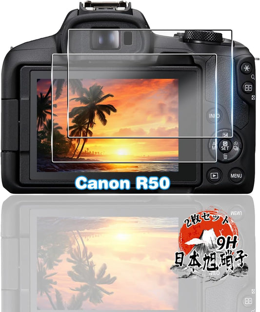 For Canon EOS R50 Glass Film, 2 Sheets [Japan Asahi Glass Material] For Canon EOS R50 Film Full Protection, For Canon EOS R8 / Kiss X10i / M200 / PowerShot G7 X Mark III Protective Film Impact
