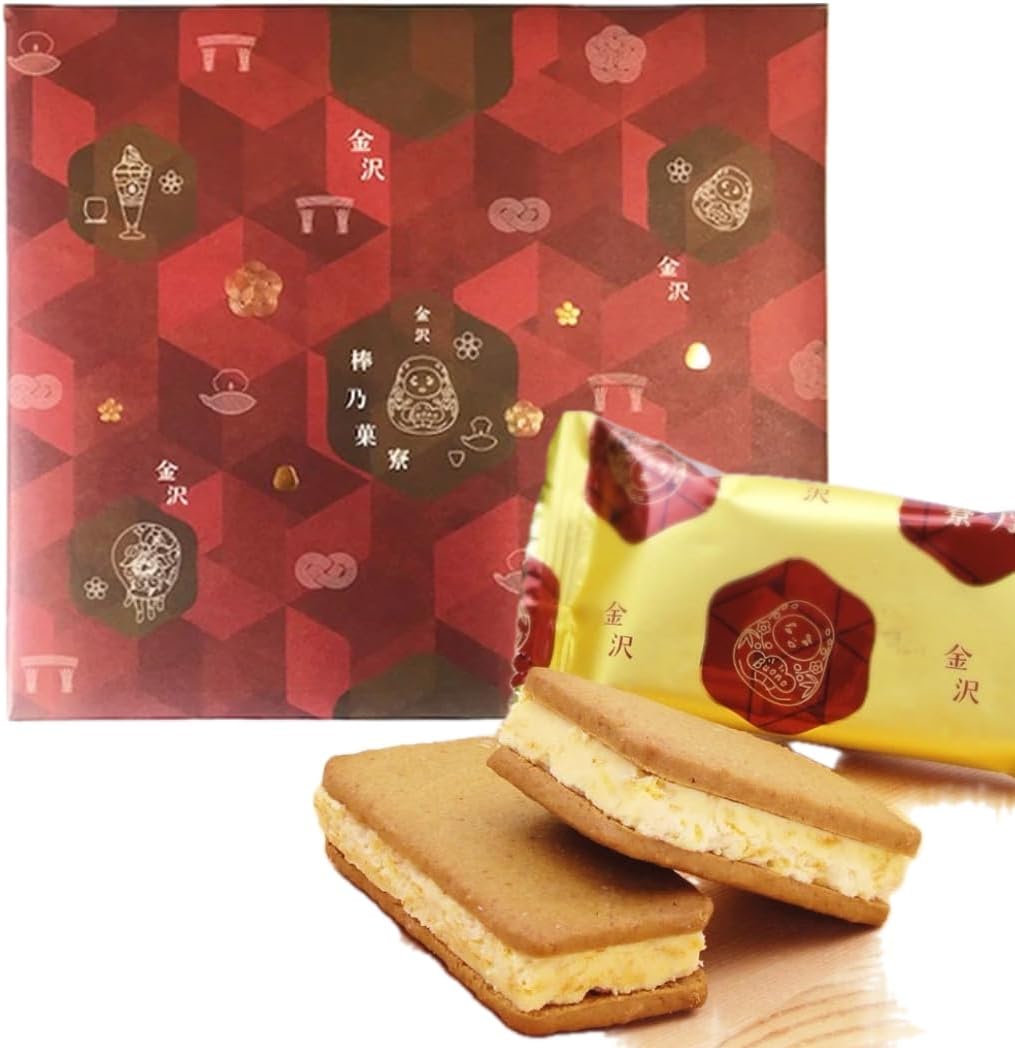 Ishikawa Minika Kaga Sticks Tea Sand Cookies, 18 Pieces, Kaga Bar Broom Tea and Powder Japanese Parfait Sandcookies, Ishikawa Kanazawa Souvenir, Sweets, Gift, Individually Packaged, Gift (18 Pieces)