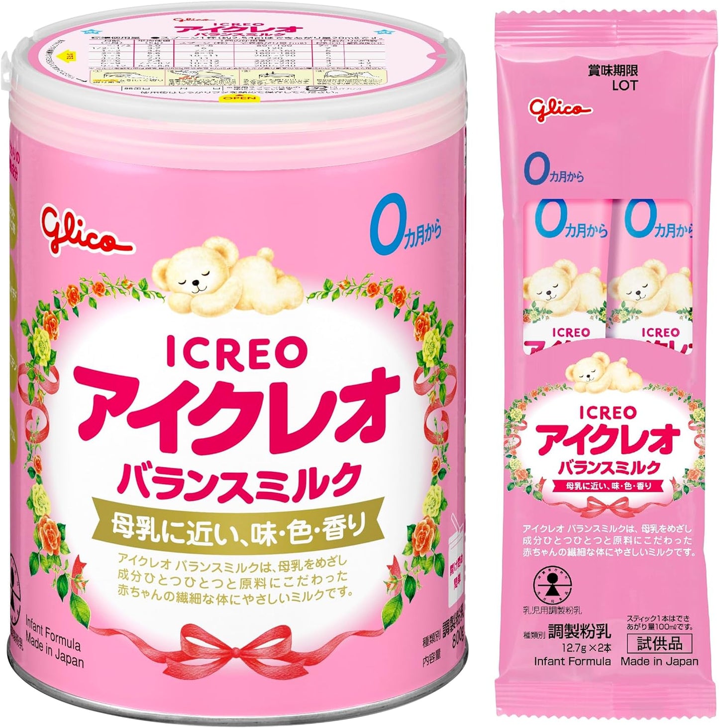 (Exclusive) Icreo Balance Milk, 28.7 oz (800 g) + 2 Bonus Sticks, Ezaki Glico, Powder Milk, Newborn, Infants, Babies, 0 Months to 1 Year Old