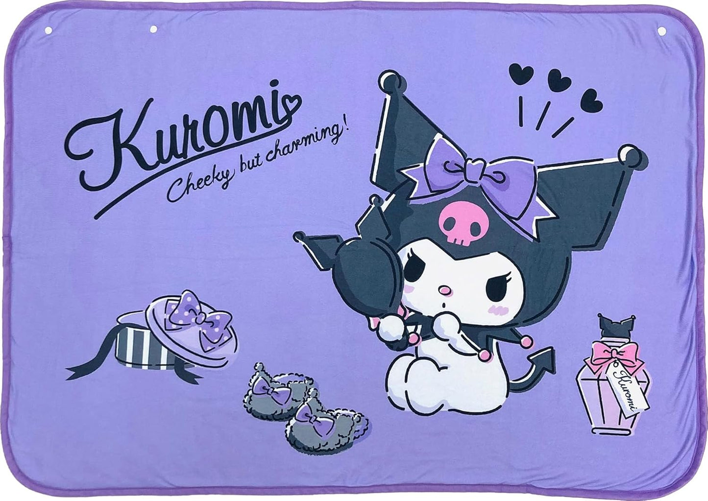 MORIPiLO Sanrio Characters Kuromi Throw Blanket (Soft Sheep Boa Throw), Purple, 27.6 x 39.4 inches (70 x 100 cm), Blanket, Goods, Warm, Cute, Summer, Winter, Cold Protection, Morishita Pillow