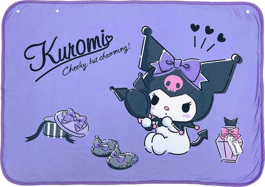 MORIPiLO Sanrio Characters Kuromi Throw Blanket (Soft Sheep Boa Throw), Purple, 27.6 x 39.4 inches (70 x 100 cm), Blanket, Goods, Warm, Cute, Summer, Winter, Cold Protection, Morishita Pillow