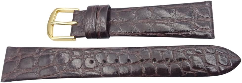 Seiko DAQ7 Cowhide Crocodile Embossed Dark Brown Men's Watch Strap 0.7 inch (18 mm) Genuine Product, Luxury