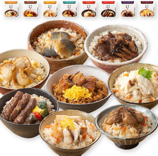 Luxury Ozen Set of 8 Types of Grilled Ayu, Broiled Scallop Butter, Oyster Boiled Snamper, Konie Beef Steak, Kone Beef Sukiyaki Silver Saikyo Grill, Frozen Rice, Luxurious, Assorted, Gift, Gift