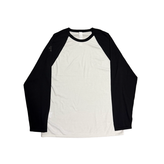 CHROME HEARTS '3 CROSS' WHITE/BLACK SILK LONGSLEEVE TEE