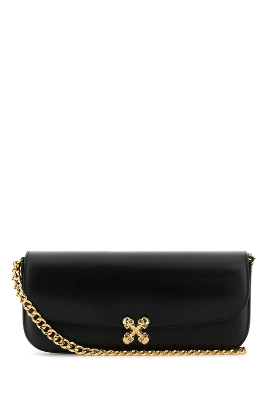 Alexander Mcqueen アレクサンダーマックイーンブラックレザースカルフラワークロスボディバッグ - Image 1